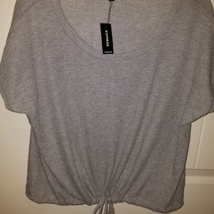 🆕 🆕 EXPRESS grey cinched waffle knit top size M